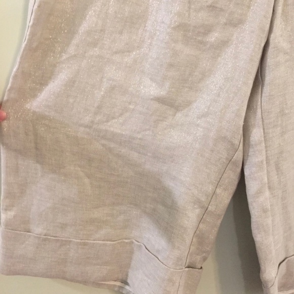 KAELEN Shimmer linen wide leg crop pants - Picture 2 of 7